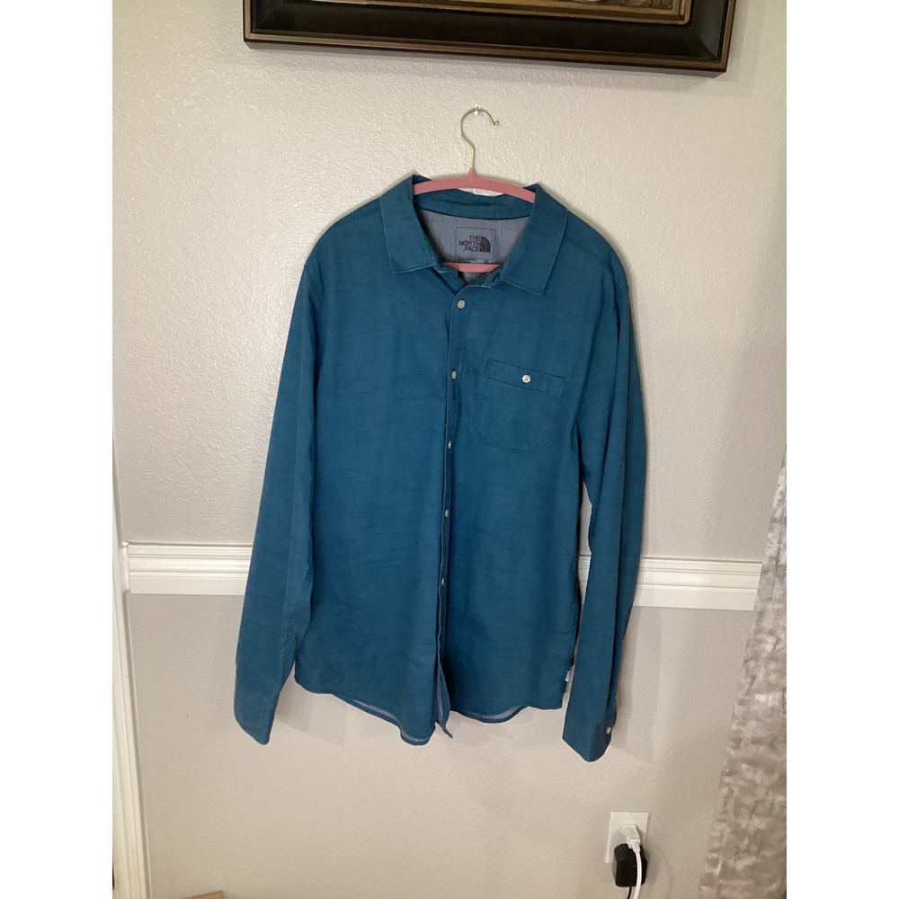 The North‎ Face Mens XL Long Sleeve Button Up Casual Shirt Teal Blue - Picture 5 of 7